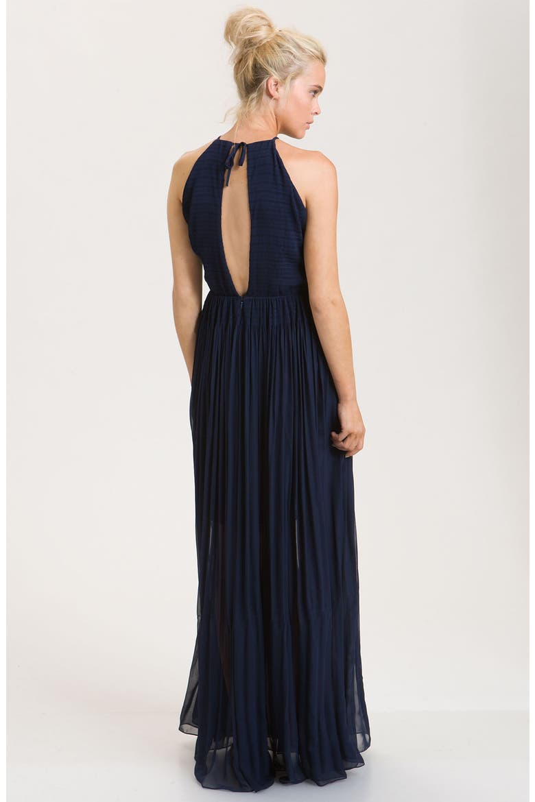 Sheer Overlay Halter Maxi Dress, Alternate, color, NOCTURNAL