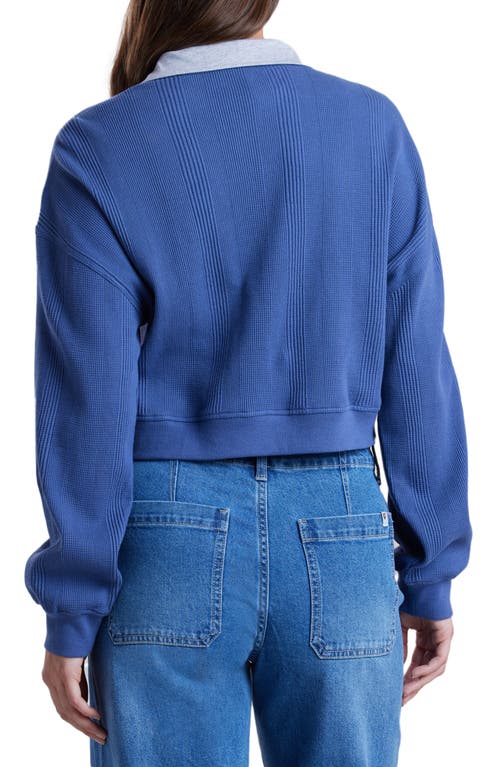 Unionbay Malorie Textured Long Sleeve Cotton Polo In Blue