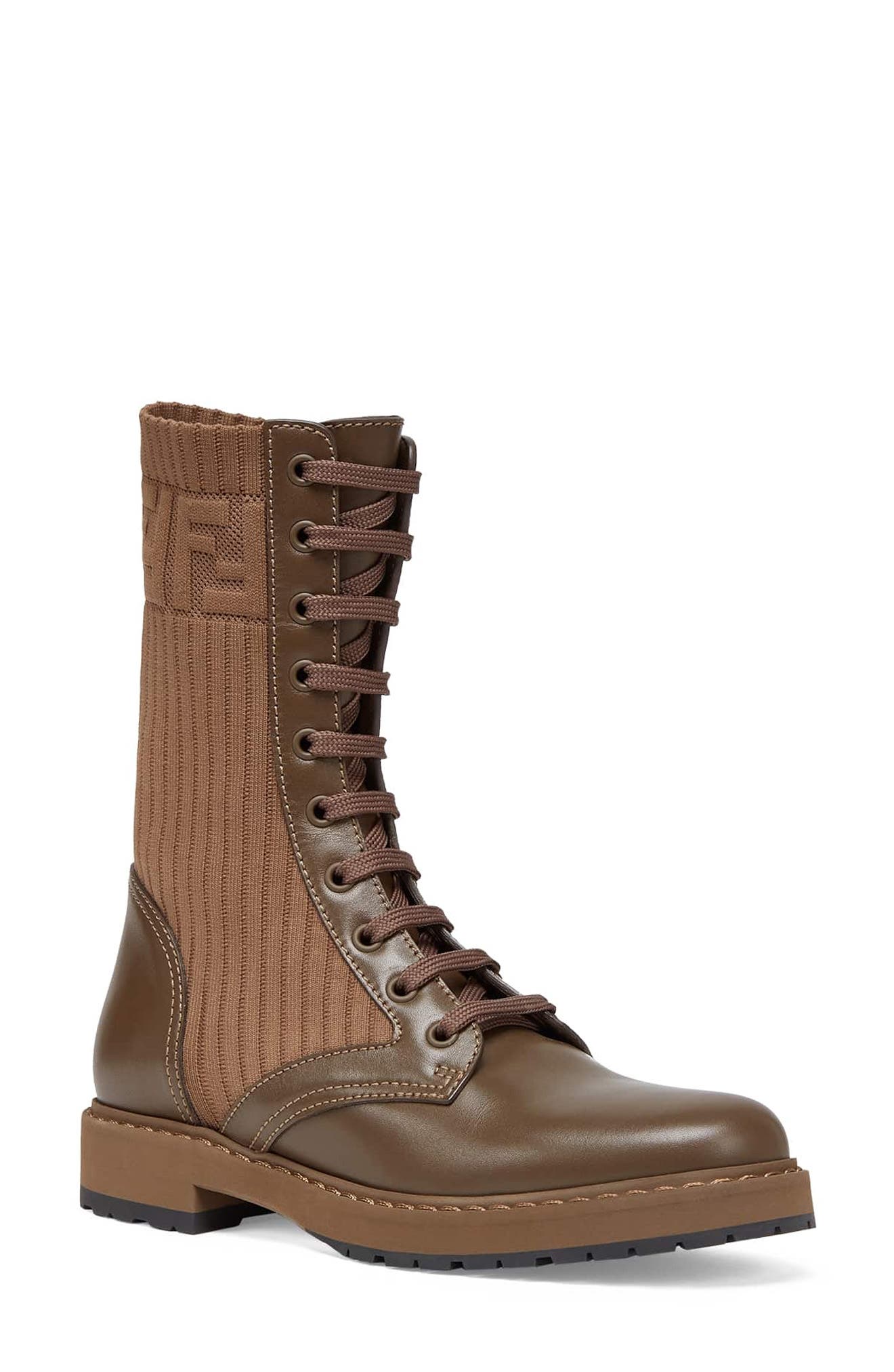 Fendi Logo Combat Boot, Main, color, 