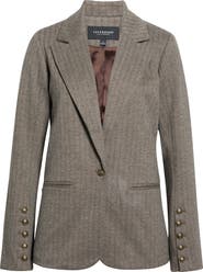 Liverpool Los Angeles Button Sleeve Herringbone Tweed Jacket