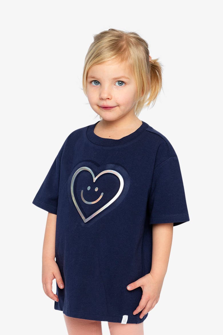 Organic Cotton Holographic Heart Jersey T-Shirt, Alternate, color, Dark Blue