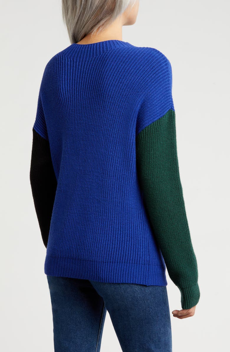 AREA STARS Two-Tone Knit Sweater, Alternate, color, Blue Multi