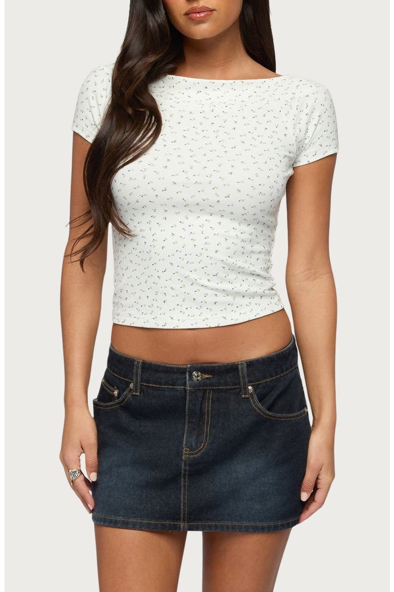 Raglan Floral Boat Neck Top, Main, color, WHITE