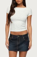 EDIKTED Raglan Floral Boat Neck Top