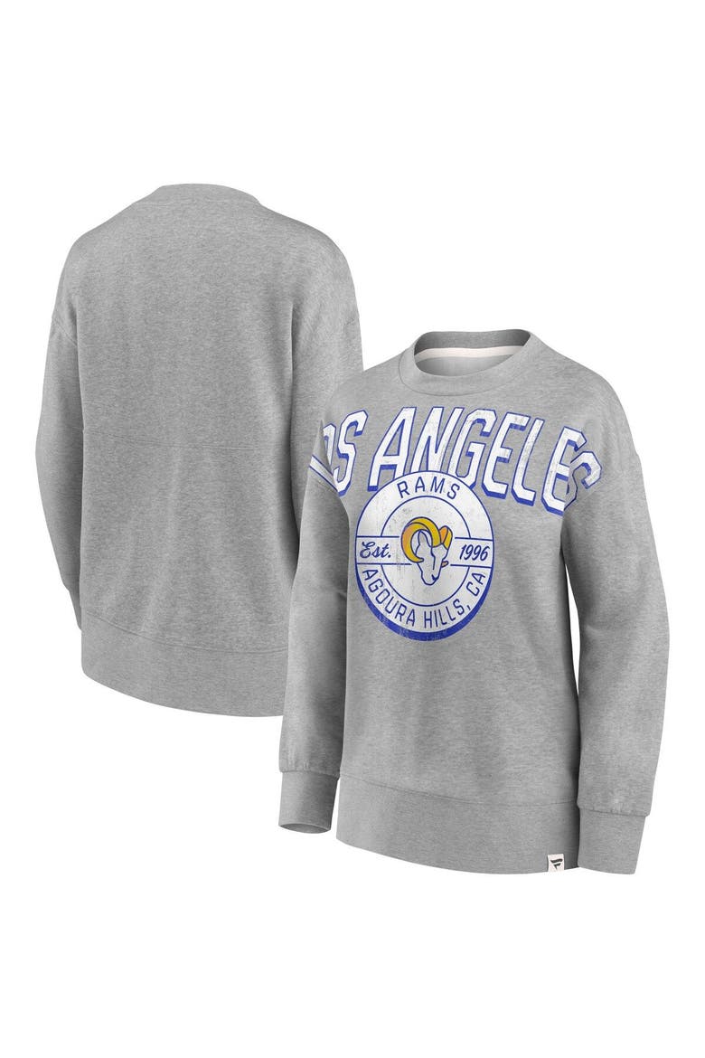 Women's Fanatics Branded Heathered Gray Los Angeles Rams Jump Distribution Tri-Blend Pullover Sweatshirt, Main, color, Heather Gray