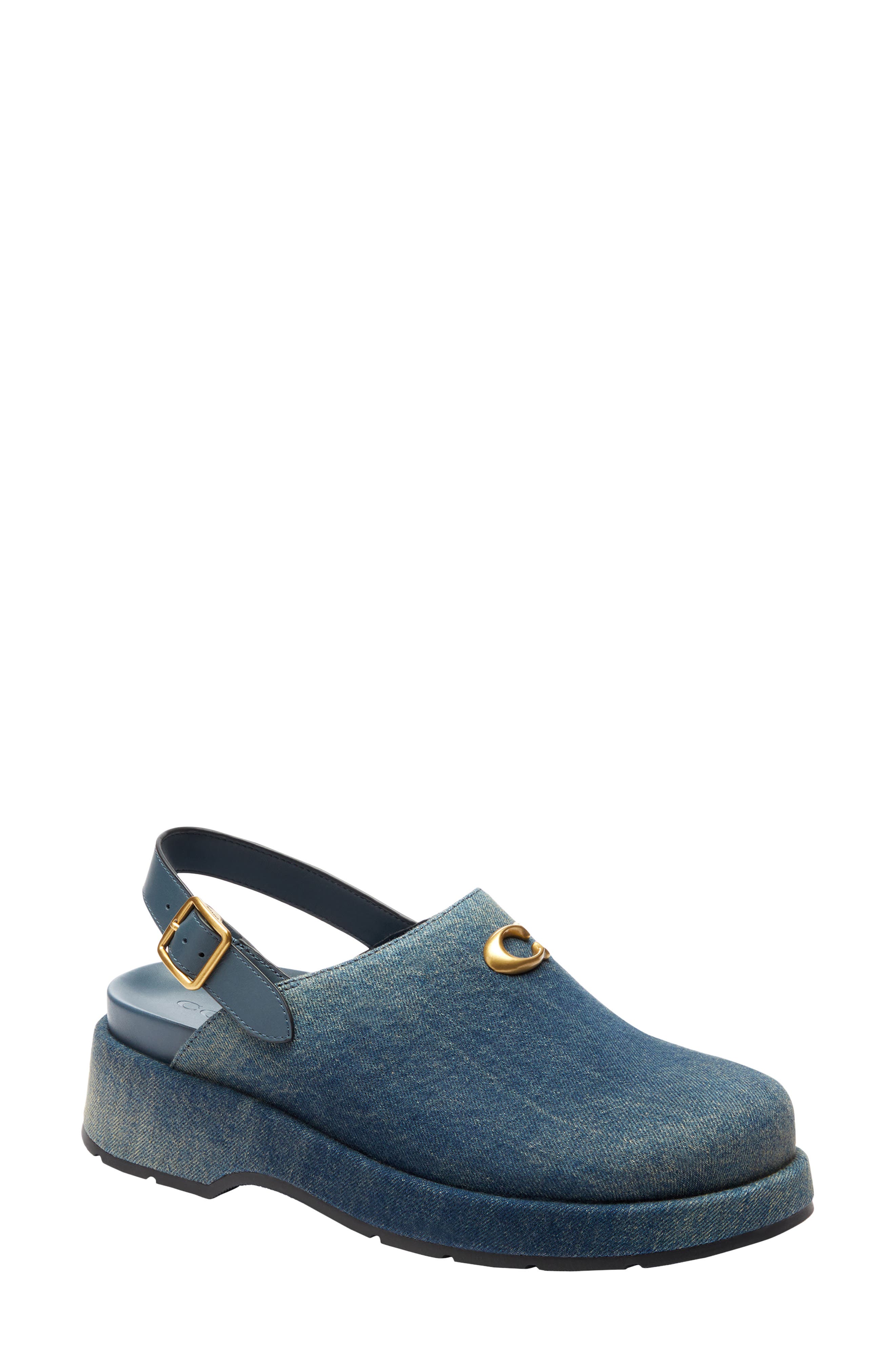 COACH Sculpted C Denim Clog, Main, color, Dark Indigo