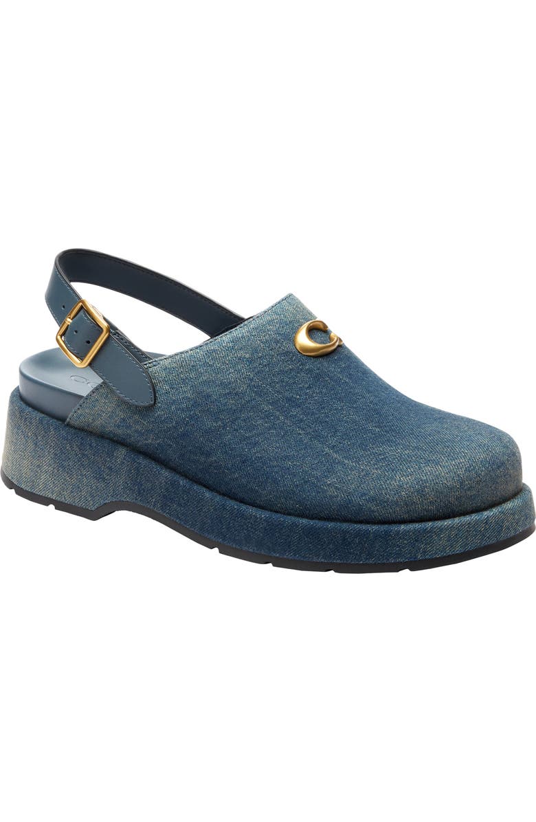 COACH Sculpted C Denim Clog, Main, color, Dark Indigo