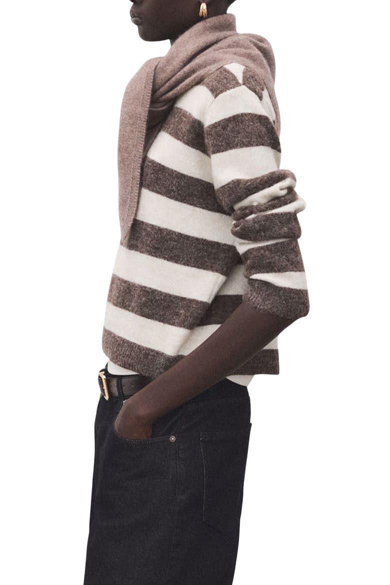 Stripe Crewneck Sweater, Alternate, color, BROWN