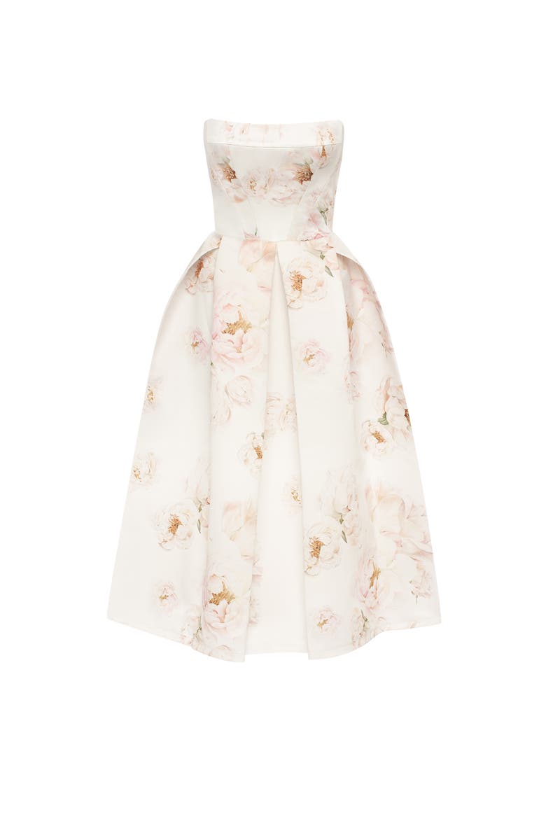 Corset Midi Formal Occasion Dress, Alternate, color, Peony