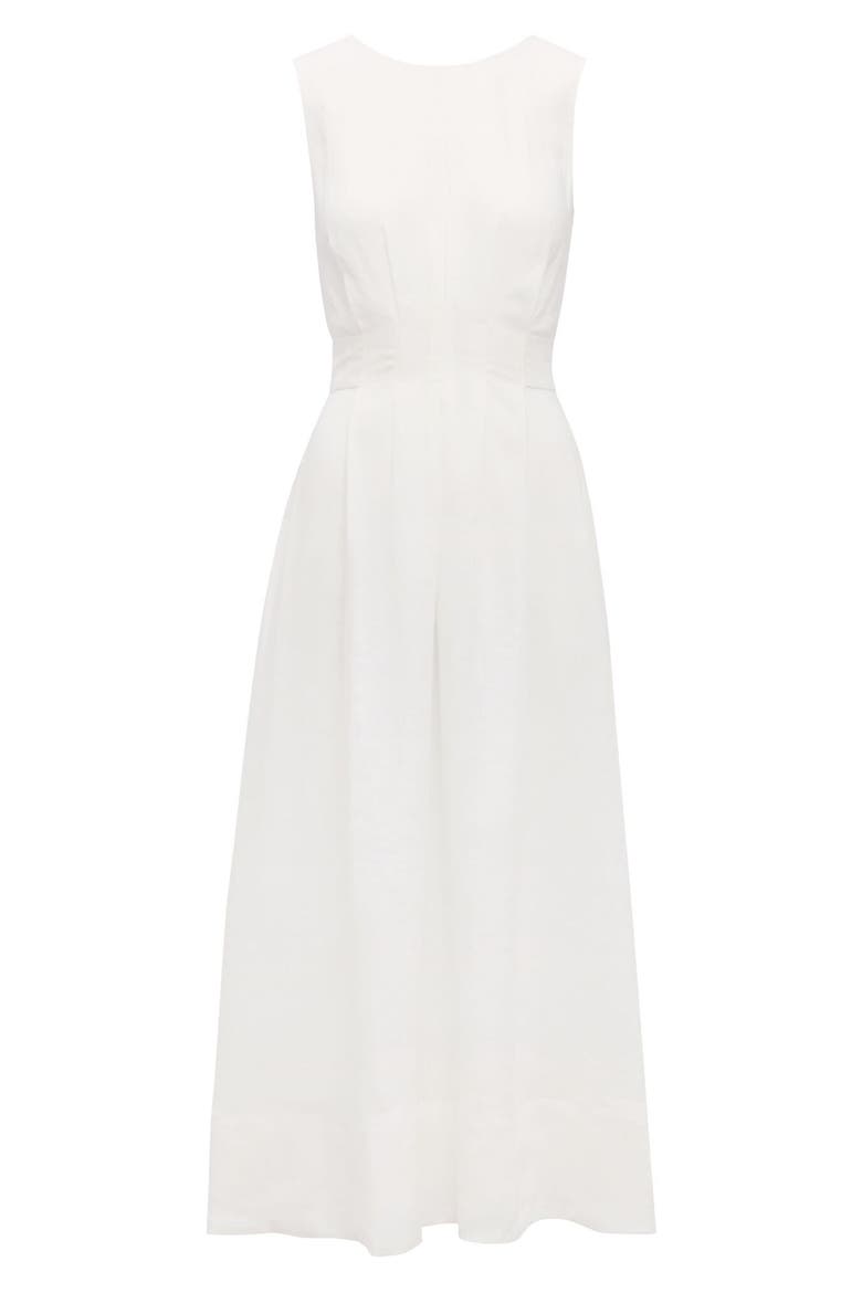 Rosie Tuck Detail Sleeveless Linen Dress, Alternate, color, PORCELAIN