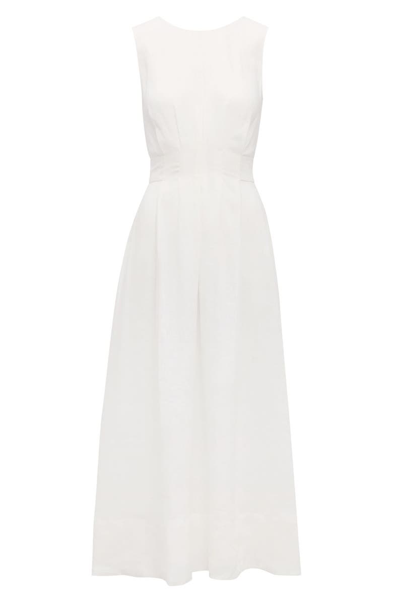 Ever New Rosie Tuck Detail Sleeveless Linen Dress, Alternate, color, Porcelain