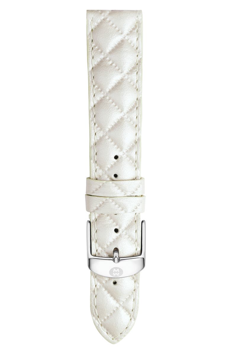 MICHELE 18mm Quilted Leather Watch Strap, Alternate, color, 