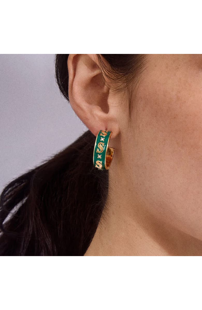 WEAR by Erin Andrews x BaubleBar Seattle Mariners Enamel Hoop Earrings, Alternate, color, Gold