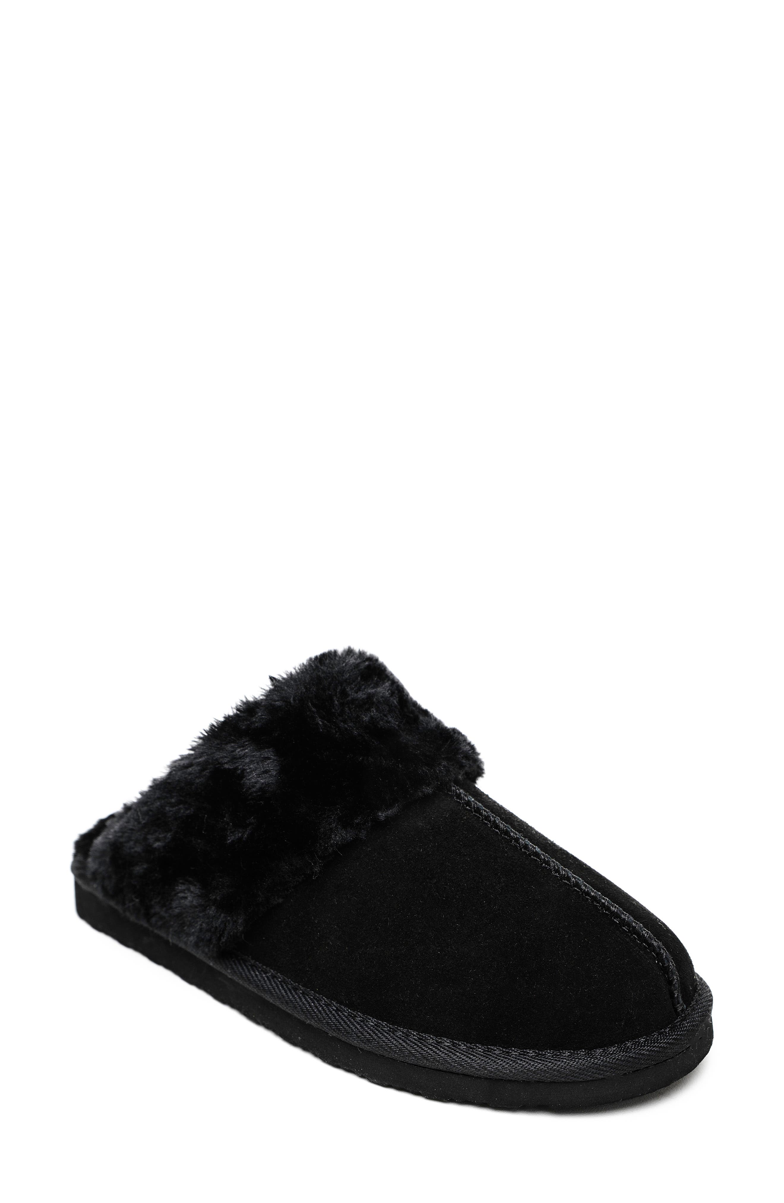 Minnetonka Chesney Mule Slipper, Main, color, Black Suede