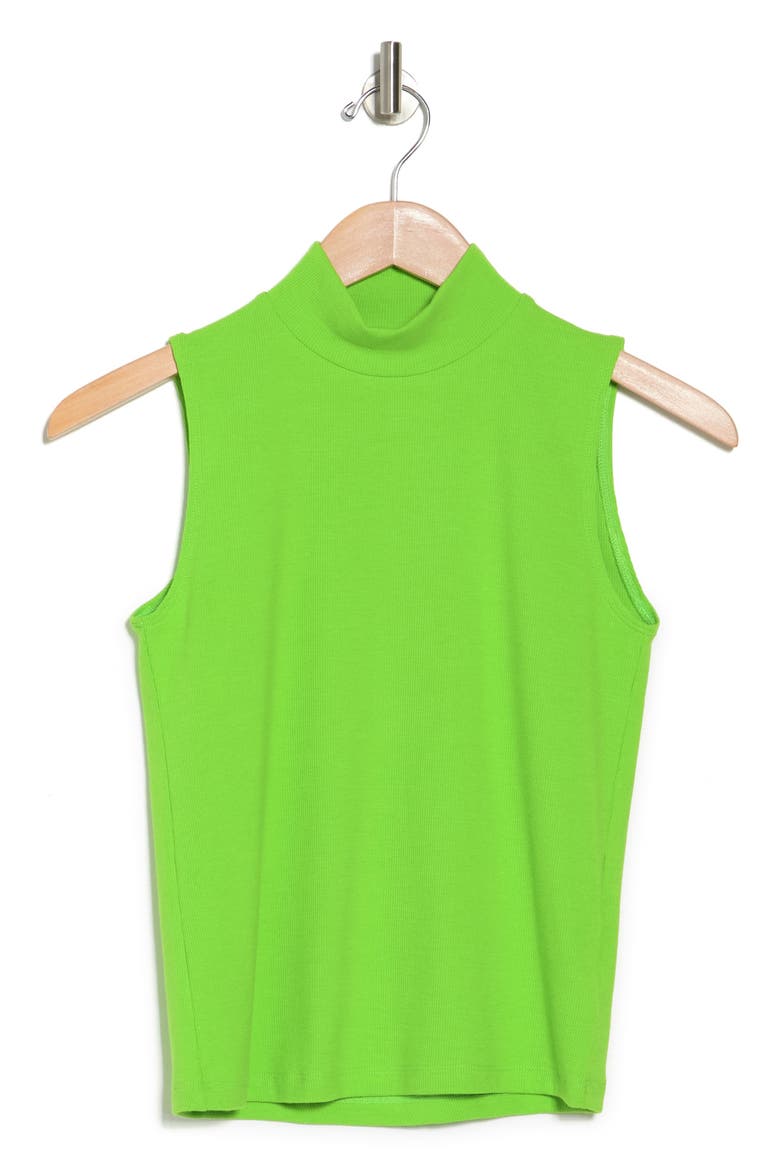 Ribbed Sleeveless Mock Neck Sweater, Alternate, color, LIME