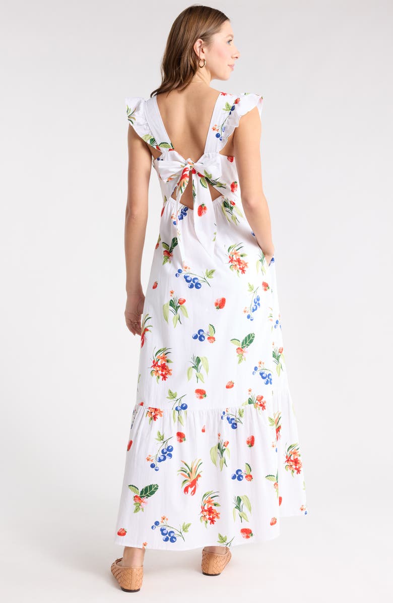 1901 V-Neck Ruffle Maxi Dress, Alternate, color, White Lobster Print