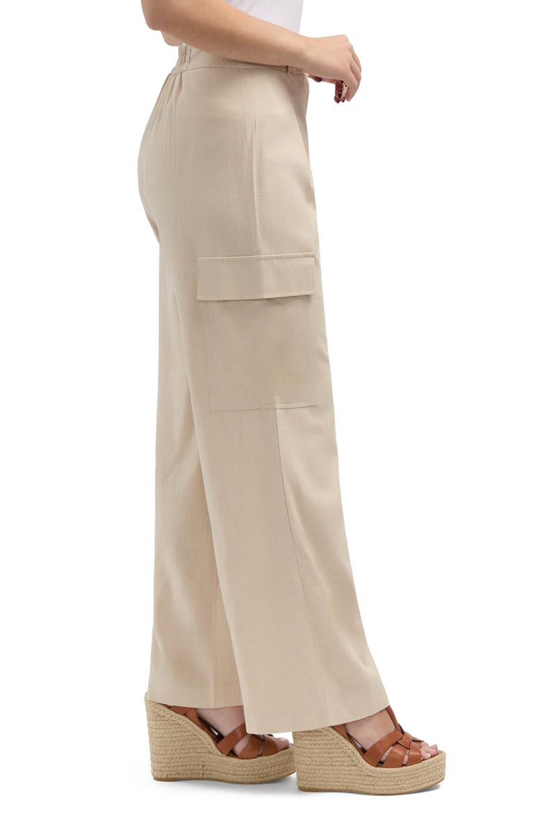 Wide Leg Linen Blend Cargo Pants, Alternate, color, LINEN