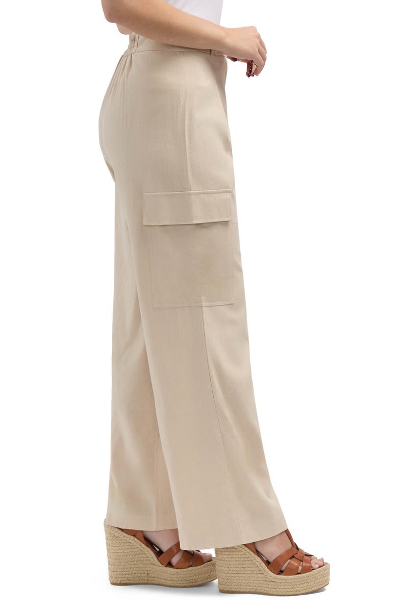 Ellen Tracy Wide Leg Linen Blend Cargo Pants, Alternate, color,