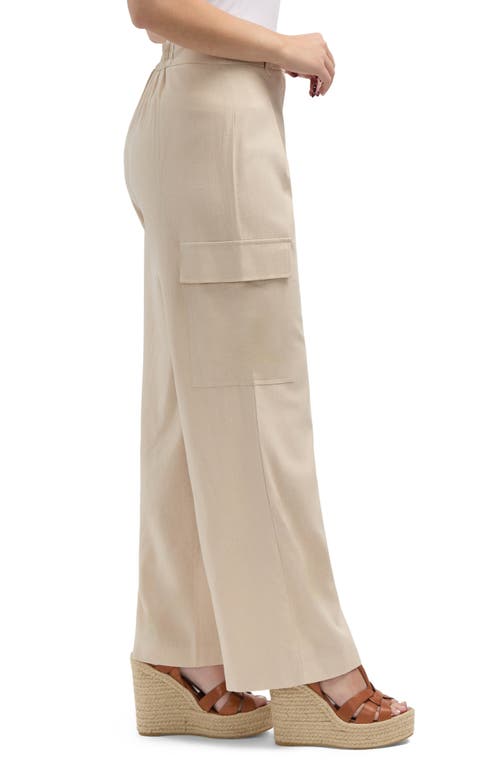 Ellen Tracy Wide Leg Linen Blend Cargo Pants In Linen