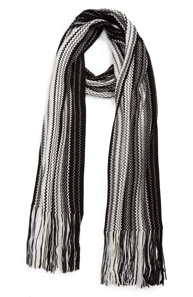 Missoni Zigzag Extra Long Metallic Wool Blend Skinny Scarf, Main, color, 
