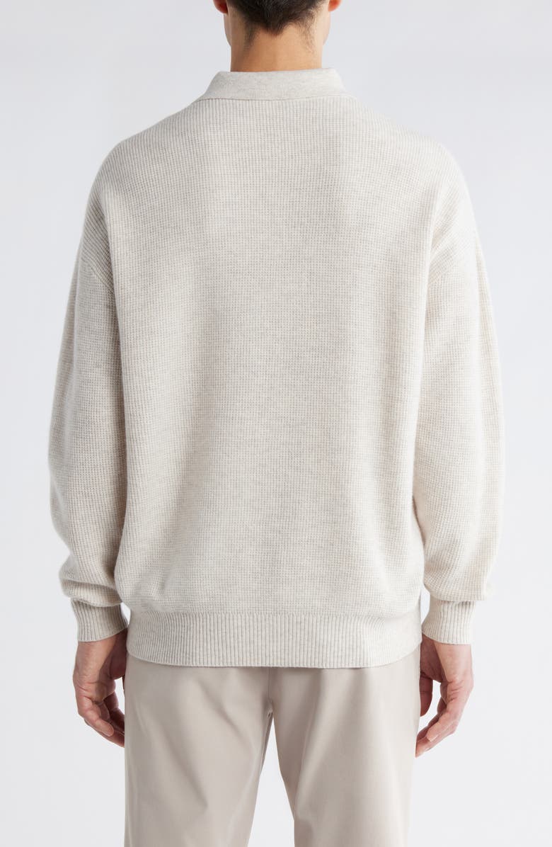 Malbon Golf Gauge Long Sleeve Wool Polo, Alternate, color, Ivory