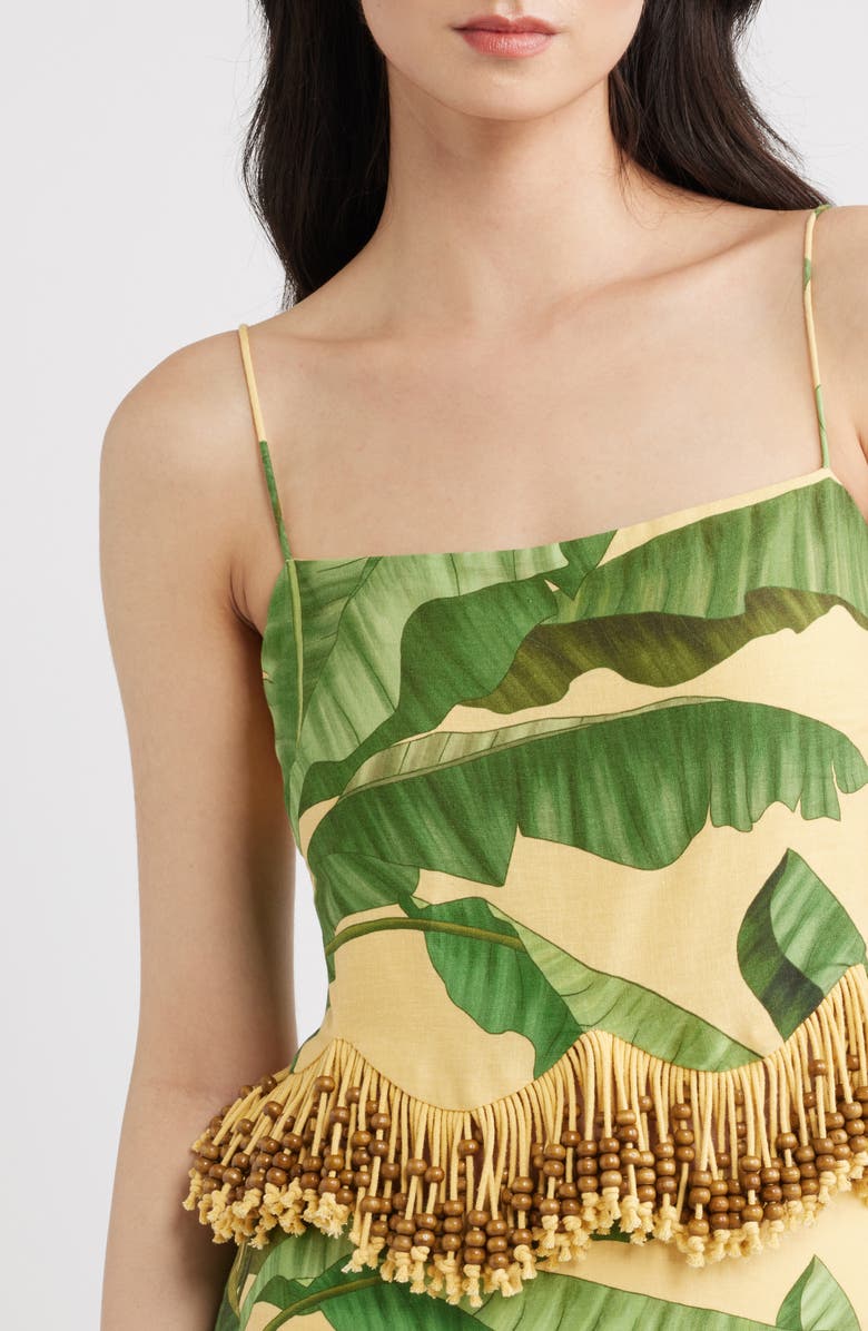 FARM Rio Botanical Fruit Print Beaded Fringe Top, Alternate, color, Fruit Leaves Banana