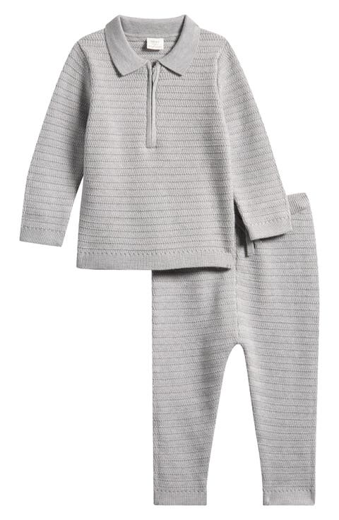 Knit Quarter Zip Pullover & Pants Set