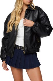 EDIKTED Halley Faux Leather Bomber Jacket