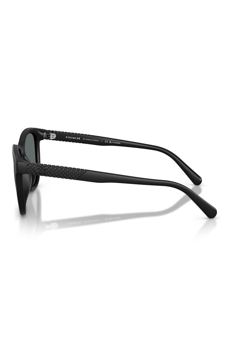 54mm Polarized Square Sunglasses, Alternate, color, MATTE BLACK / GREY SOLID POLAR