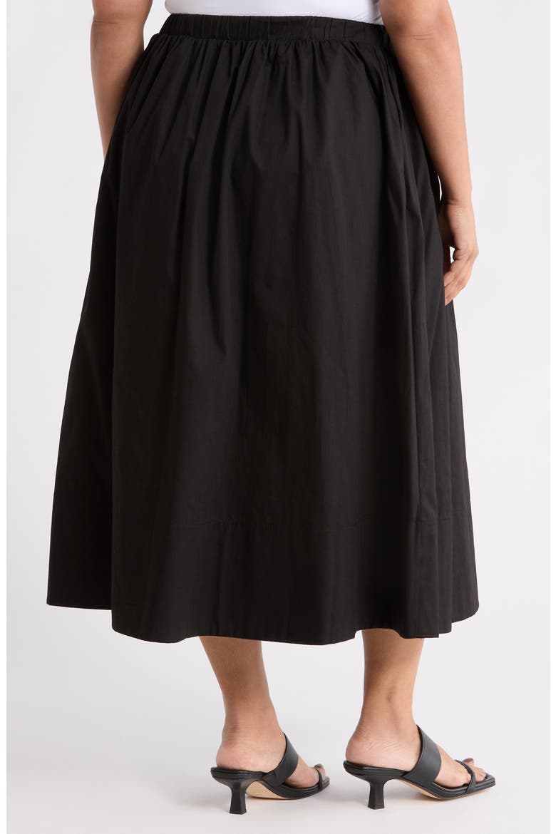 Cotton Poplin Midi Skirt, Alternate, color, BLACK