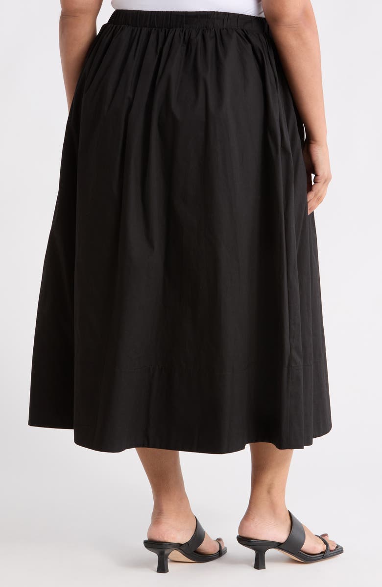 Renee C Cotton Poplin Midi Skirt, Alternate, color, Black