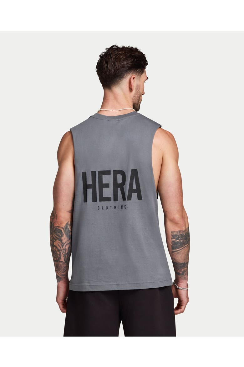 Crew Neck Relaxed Fit Printed Vest, Alternate, color, Charcoal