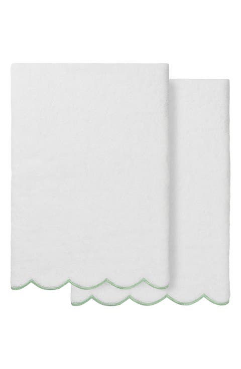 Adornia Scallop Set of 2 Bath Towels