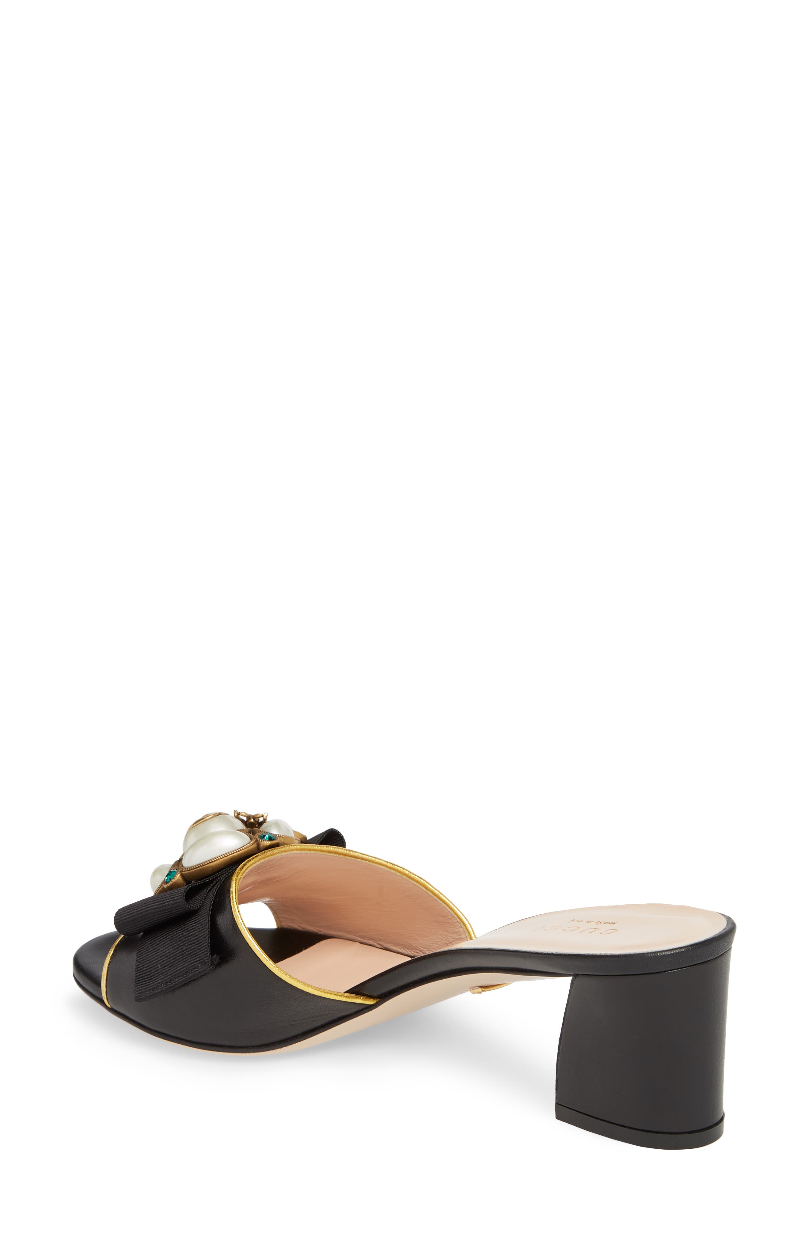 Gucci Bee Embellished Slide Sandal, Alternate, color, 