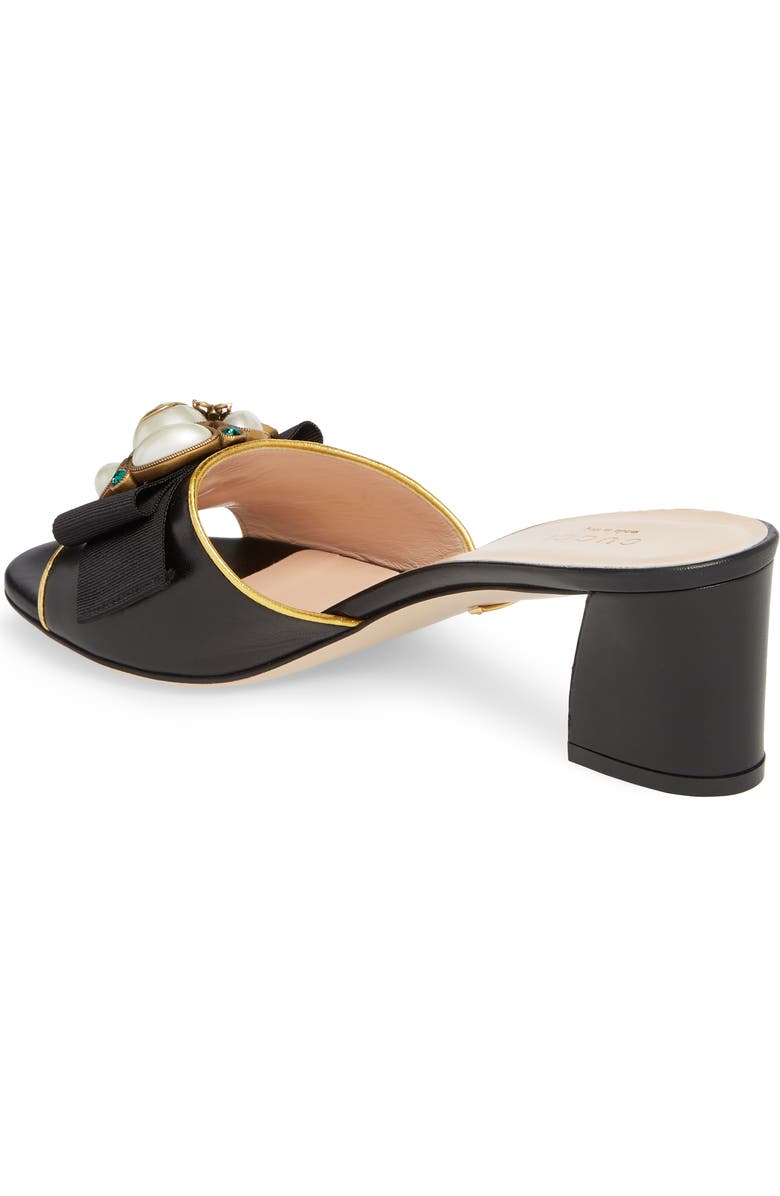 Gucci Bee Embellished Slide Sandal, Alternate, color,