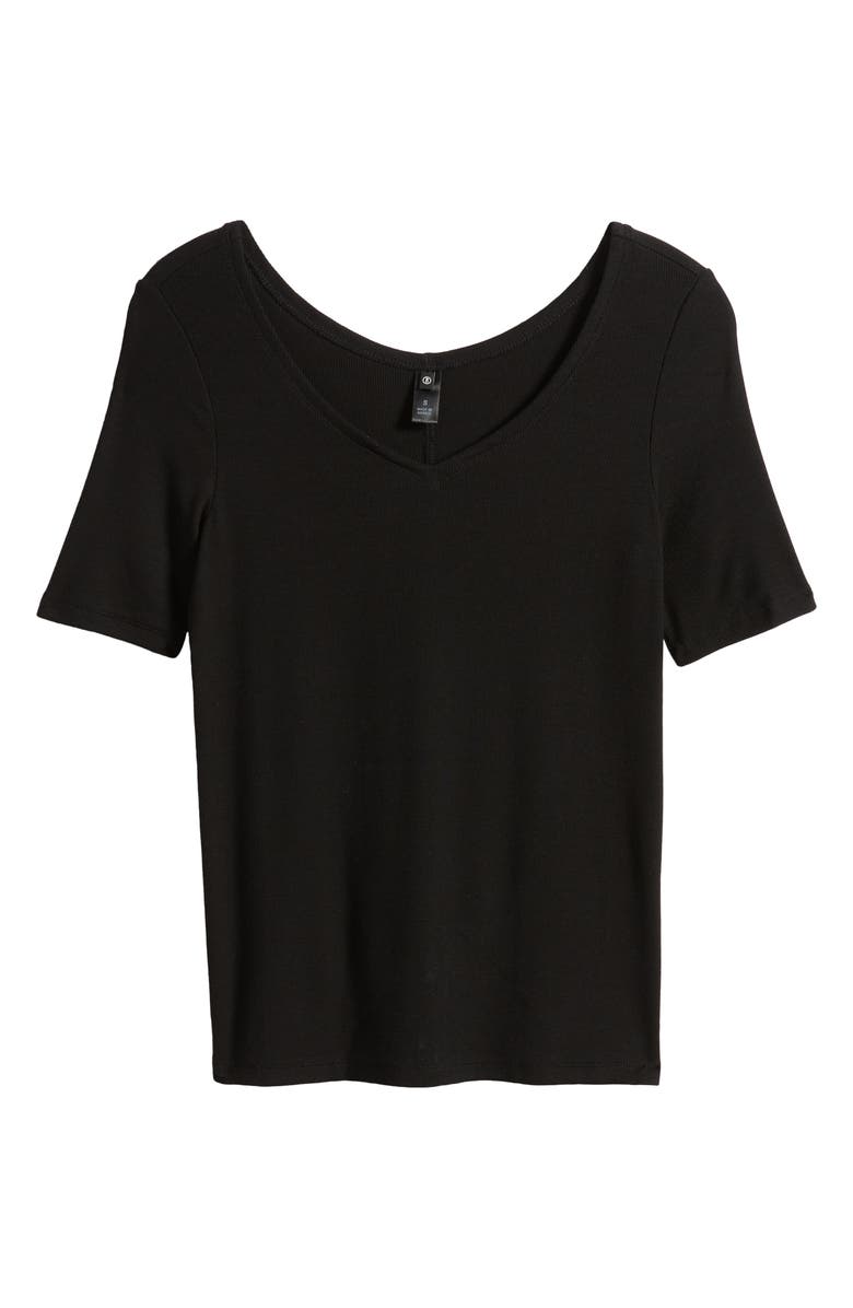 AG Marilyn Double V-Neck Rib T-Shirt, Alternate, color, 