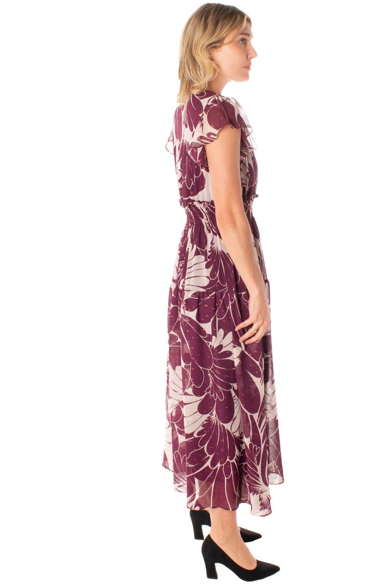 Taylor Dresses Floral Chiffon Flutter Sleeve Tiered Midi Dress |  Nordstromrack