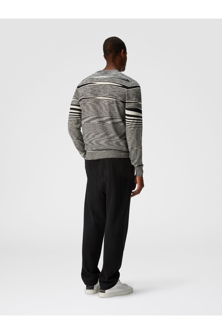 Slub Crew-neck Pullover, Alternate, color, Black & White