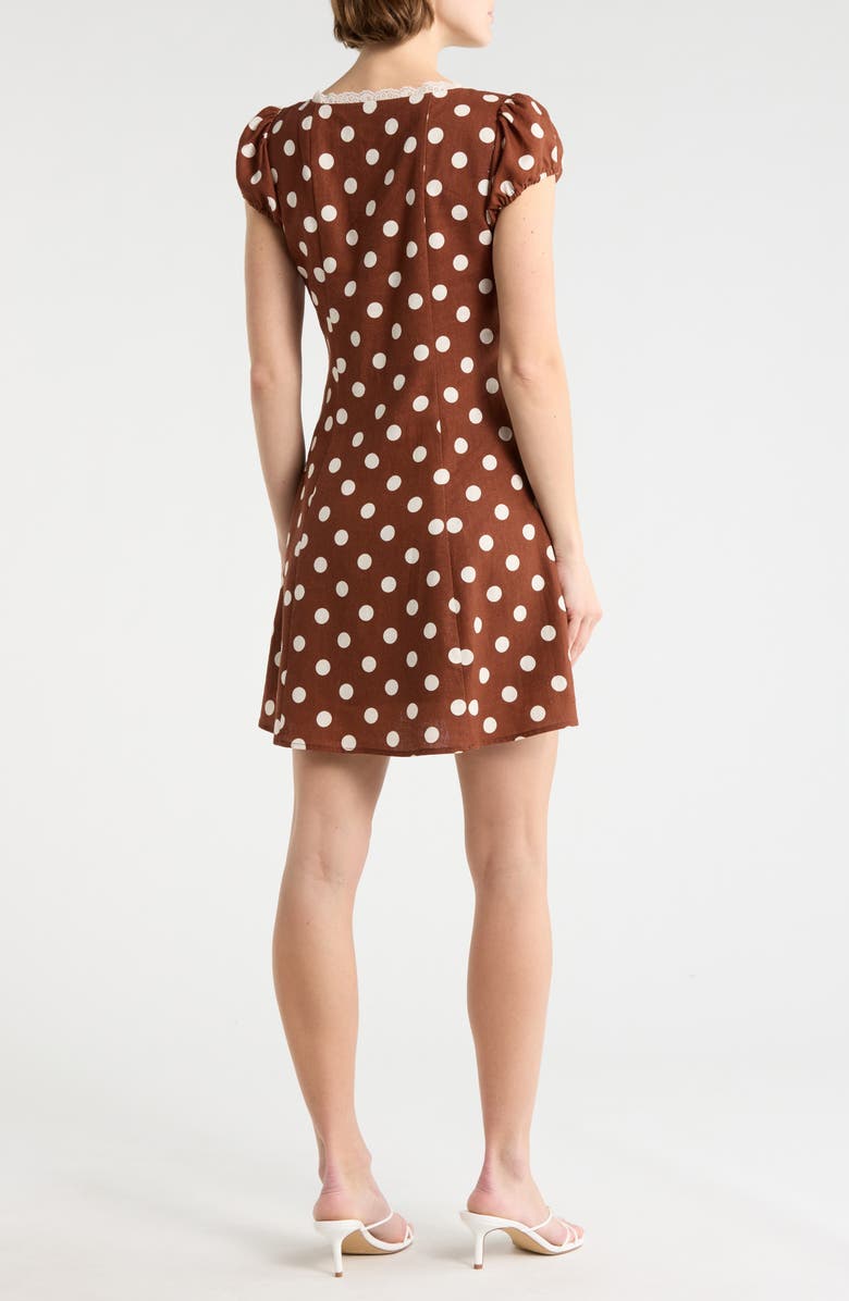 WAYF Linen Blend Minidress, Alternate, color, Redwood Polka Dot