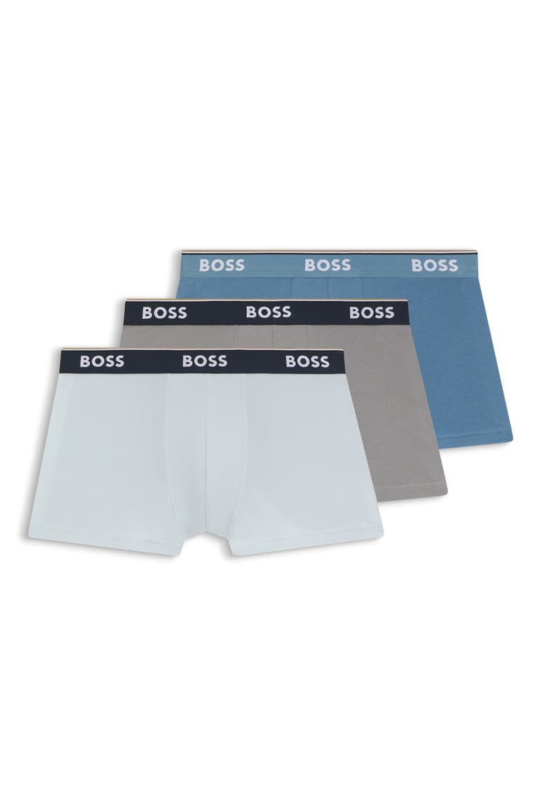 3-Pack Stretch Cotton Trunks, Main, color, OPEN BLUE