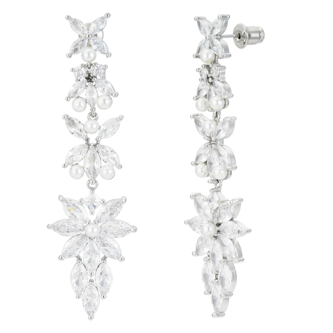 Rosette Crystal Drop Earrings