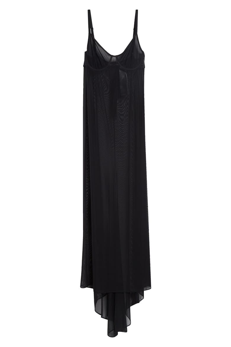 Naked Sheer Stretch Technical Tulle Dress, Alternate, color, 1000 BLACK
