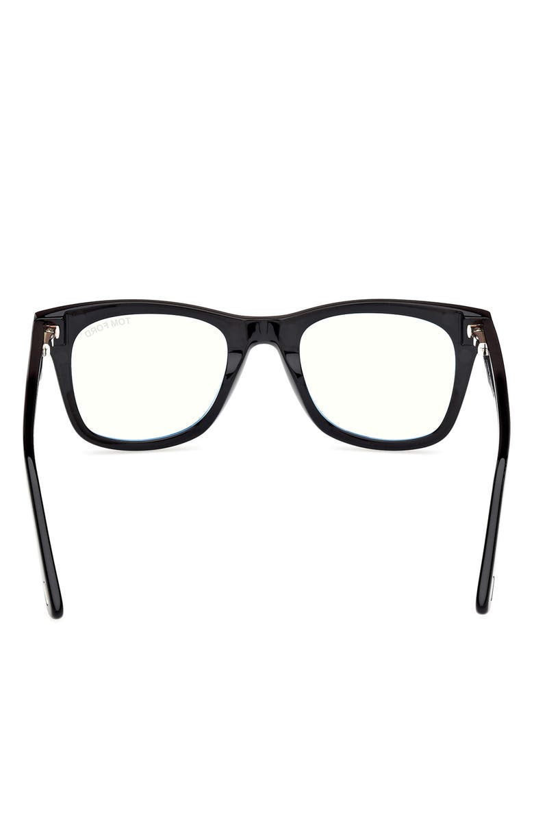 TOM FORD 50mm Square Blue Light Blocking Optical Glasses, Alternate, color, Black Eco / T Logo