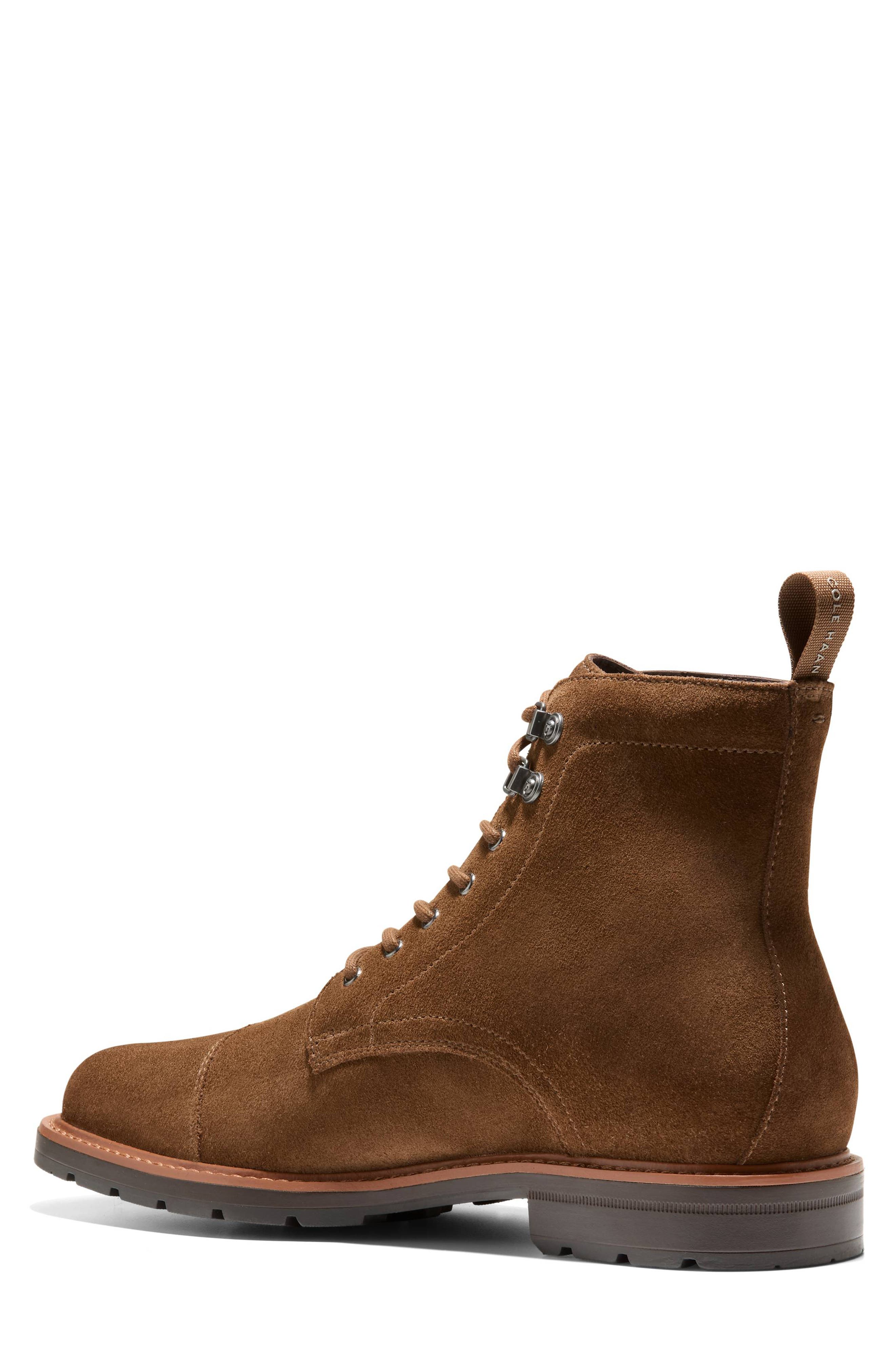 Cole Haan Chamberlain Cap Toe Boot, Alternate, color, Spiced Brown Suede /Dark Brown