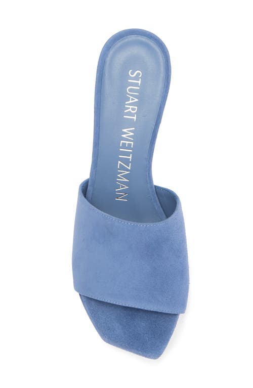 Stuart Weitzman Square High Suede Platform Sandals In Blue Steel