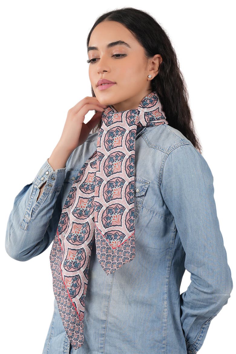 Geometric Cotton Scarf, Alternate, color, DUSTY PINK