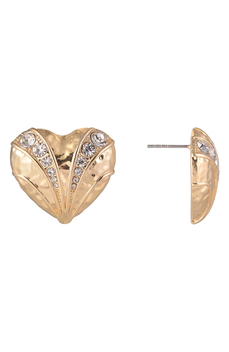 Rachel Roy Heart Button Earrings, Main, color, Gold
