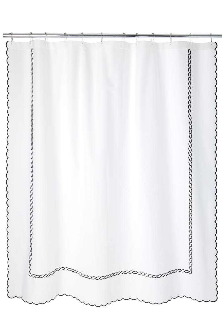 Classic Chain Scallop Shower Curtain, Main, color, BLACK