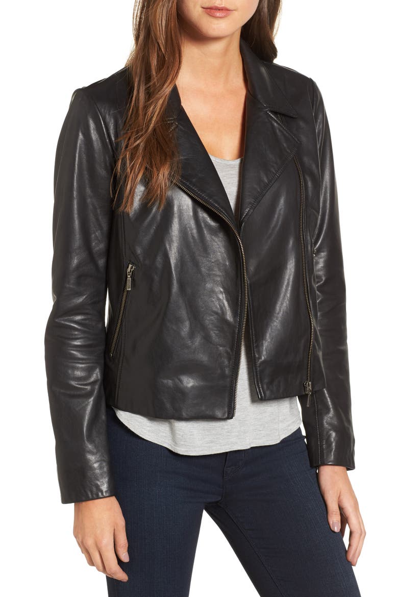 LEATHER COAT, Main, color, BLACK