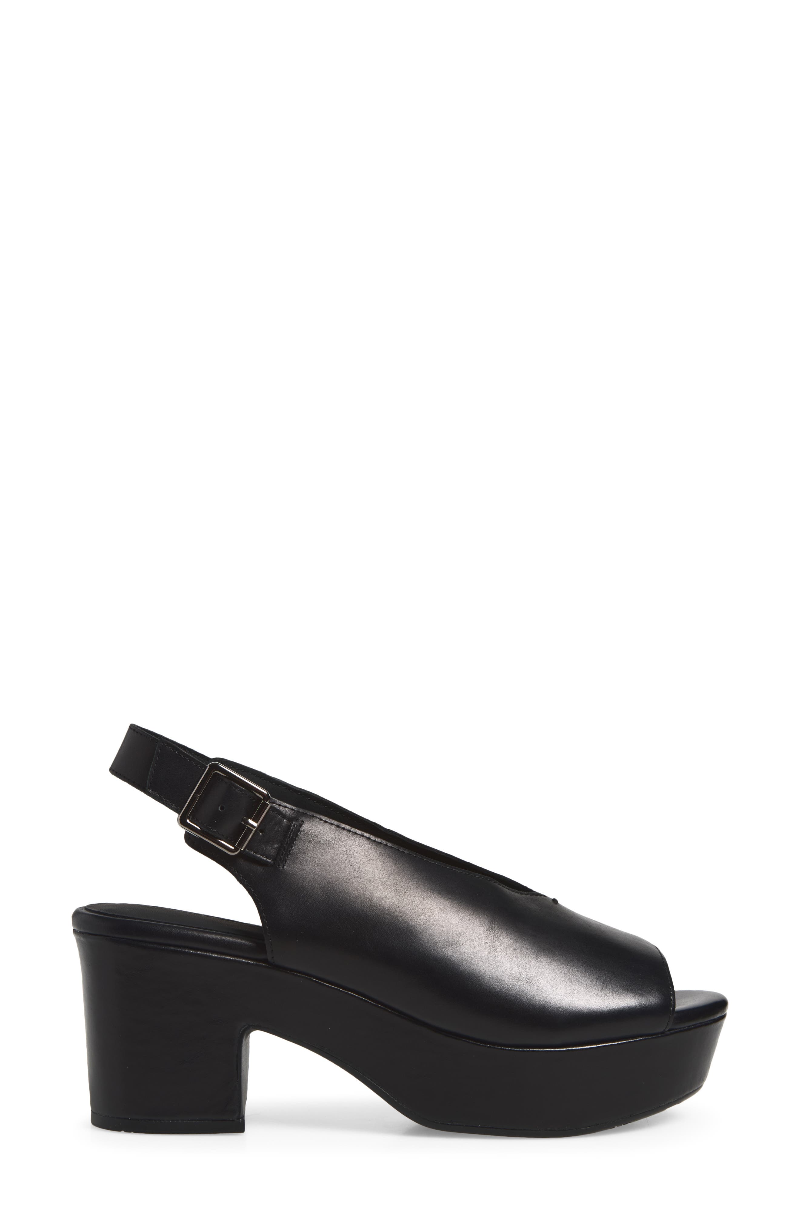 Gael Slingback Peep Toe Platform Sandal, Alternate, color, BLACK LEATHER